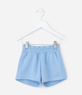 Short Infantil em Moletom com Cós Clochard e Bordado – Tam 1 a 6 Anos