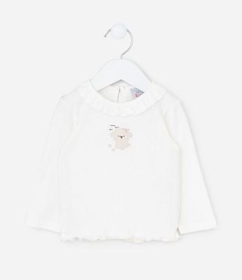 Camiseta Infantil em Pointelle com Estampa de Poodle – Tam 0 a 18 Meses