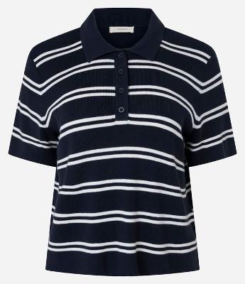 Blusa Em Tricô com Gola Polo e Estampa Listrada