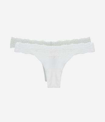 Kit 02 Calcinhas Biquini Fio com Renda no Cós