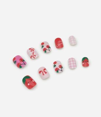 Conjunto com Dez Unhas Postiças Kids Cherry Alchemia