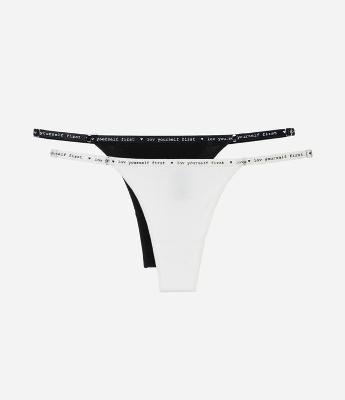 Kit 02 Calcinhas String Fio Duplo com Lettering no Cós