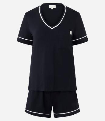 Pijama Curto em Viscose com Viés Contrastantes