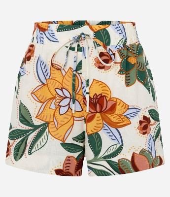 Short com Cós Elástico e Estampa Floral