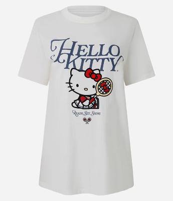 Camiseta Alongada em Algodão com Estampa Hello Kitty