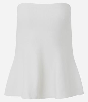 Blusa Tomara que Caia em Tricô com Peplum na Barra