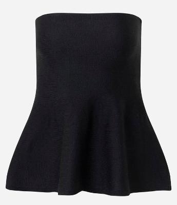 Blusa Tomara que Caia em Tricô com Peplum na Barra