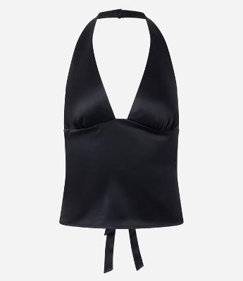 Blusa em Cetim Frente Única com Amarração nas Costas