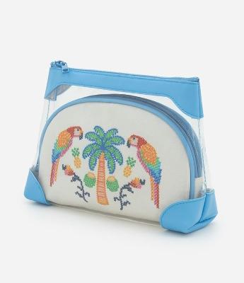 Kit Necessaires 2 em 1 com Estampa de Arara