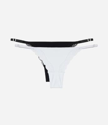 Kit 02 Calcinhas String Fio em Microfibra com Renda