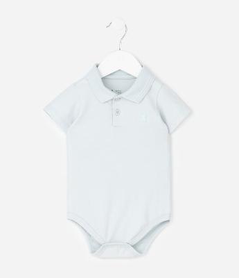Body Infantil em Piquet Texturizado com Gola Polo – Tam 0 a 18 Meses