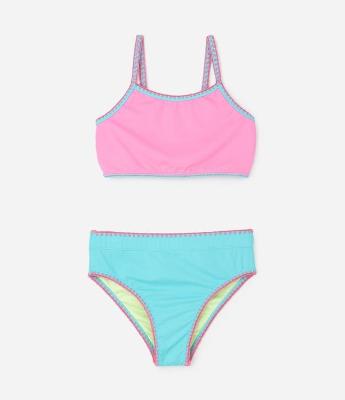 Biquíni Infantil com Costura Contrastante – Tam 5 a 14 Anos