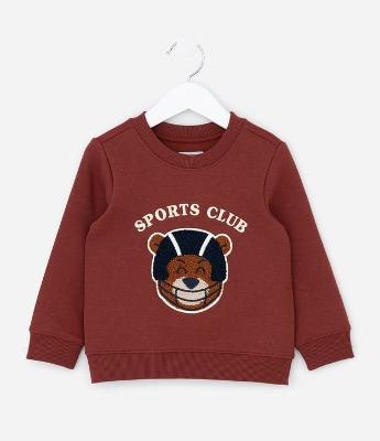 Casaco Infantil com Bordado Chenille Urso Sports Club – Tam 1 a 6 Anos