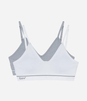 Kit 02 Sutiãs Sem Bojo e Sem Aro com Viés Contrastantes