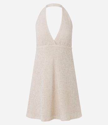 Vestido Curto Texturizado com Decote Frente Única