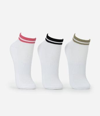 Kit 03 Meias Esportivas em Poliamida com Listras
