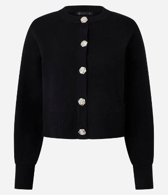 Cardigan em Efeito Tricô com Botões Florais