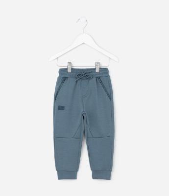 Calça Jogger Infantil em Microfibra com Zíper e Tape - Tam 1 A 6 Anos