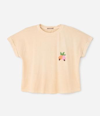 Blusa Boxy com Caju Bordado e Listras Curve & Plus Size