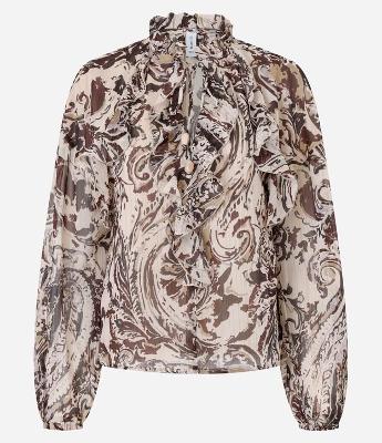 Bata Chiffon com Amarração na Gola e Estampa Paisley