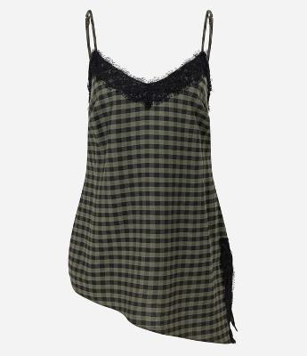 Blusa em Viscolinho com Barra Assimétrica Xadrez