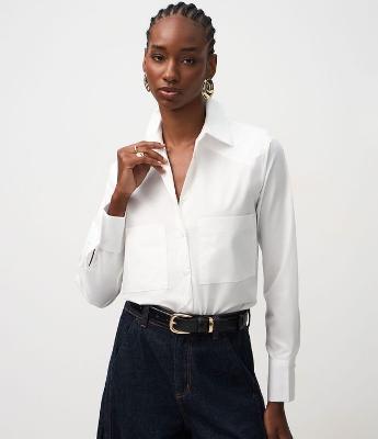 Camisa Manga Longa em Algodão com Bolsos Frontais