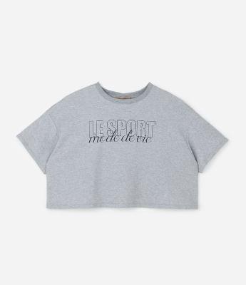 Camiseta Box em Moletom com Lettering Le Sport Curve & Plus Size