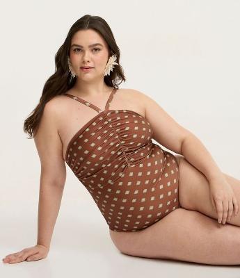 Maiô em Microfibra com Franzido no Busto Curve & Plus Size