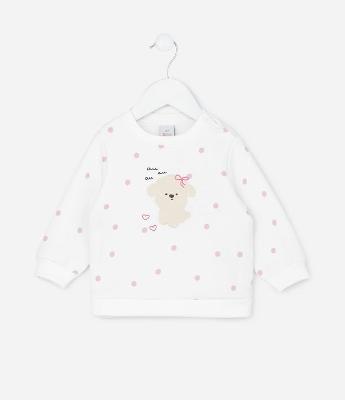 Casaco Infantil com Poá e Estampa Poodle – Tam RN a 18 Meses