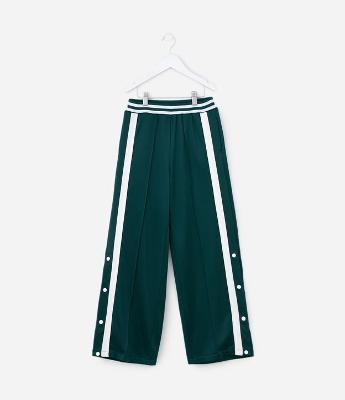 Calça Infantil Wide com Listras e Abertura Lateral – Tam 5 a 14 Anos