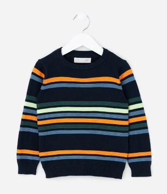 Casaco Infantil em Tricô com Listras em Relevo – Tam 1 a 6 Anos