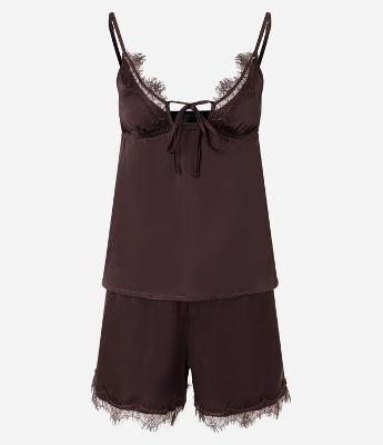 Pijama Short Doll de Cetim com Detalhes em Renda