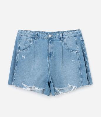 Short Evasê em Jeans com Barra a Fio Curve & Plus Size
