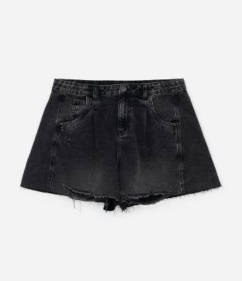 Short Evasê em Jeans com Recorte Curve & Plus Size