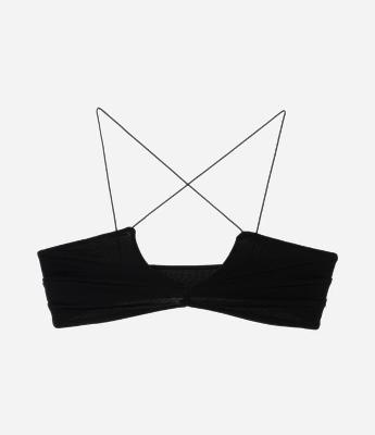 Sutiã Top em Tule Com Alças Finas Cruzadas