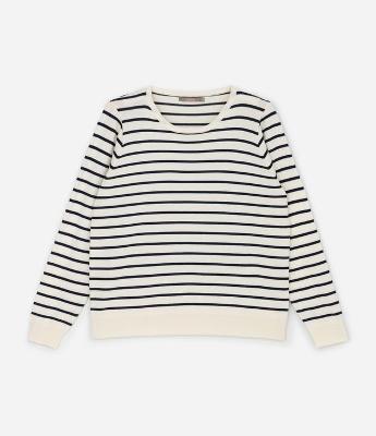 Suéter Regular em Tricô com Listras Curve & Plus Size