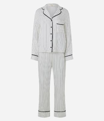 Pijama Longo em Viscose com Estampa Listrada