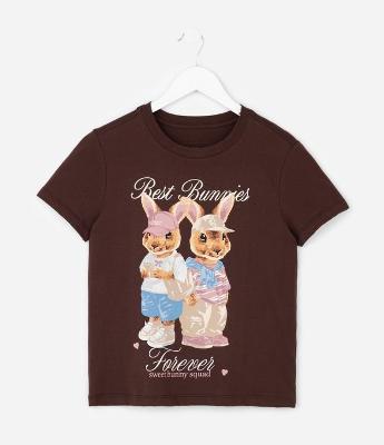 Camiseta Infantil com Estampa de Coelhos – Tam 5 a 14 Anos