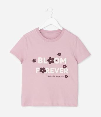 Camiseta Infantil com Lettering Bloom Forever – Tam 7 a 16 Anos