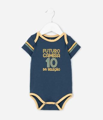 Body Infantil com Lettering Futuro Camisa 10 da Seleção– Tam 0 a 18 Meses
