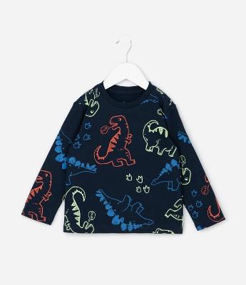 Camiseta Infantil com Estampa de Dinossauros – Tam 1 a 6 Anos