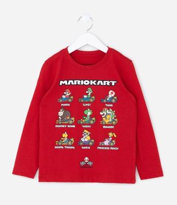 Camiseta Infantil com Estampa Mario Kart – Tam 3 a 10 Anos