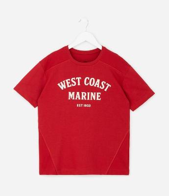 Camiseta Infantil com Lettering West Coast Marine – Tam 5 a 14 Anos
