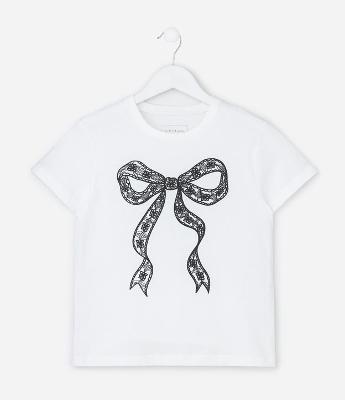Camiseta Infantil com Estampa de Laço – Tam 5 a 14 Anos