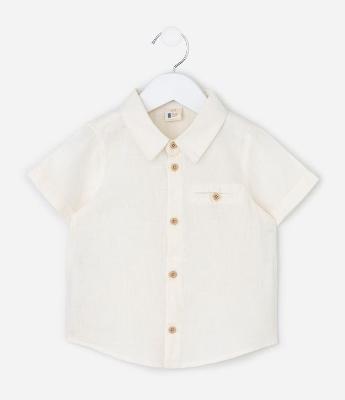 Camisa Infantil em Linho com Gola Polo – Tam 0 a 18 Meses