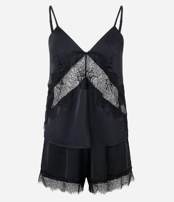 Pijama Short Doll em Cetim com Renda