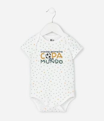 Body Infantil com Lettering Minha Primeira Copa do Mundo – Tam 0 a 18 Meses
