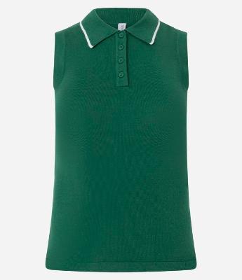 Blusa em Tricô com Gola Polo e Detalhe Contrastante