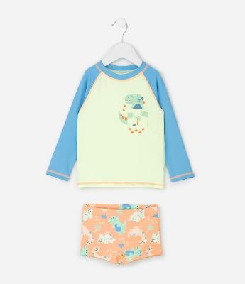 Conjunto Infantil Camiseta UV e Sunga Praia Tam 1 a 4