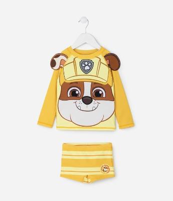 Conjunto Infantil UV com Camiseta e Sunga Rubble Patrulha Canina – Tam 2 a 6 Anos